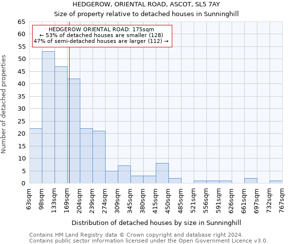 HEDGEROW, ORIENTAL ROAD, ASCOT, SL5 7AY: Size of property relative to detached houses in Sunninghill