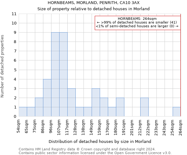 HORNBEAMS, MORLAND, PENRITH, CA10 3AX: Size of property relative to detached houses in Morland