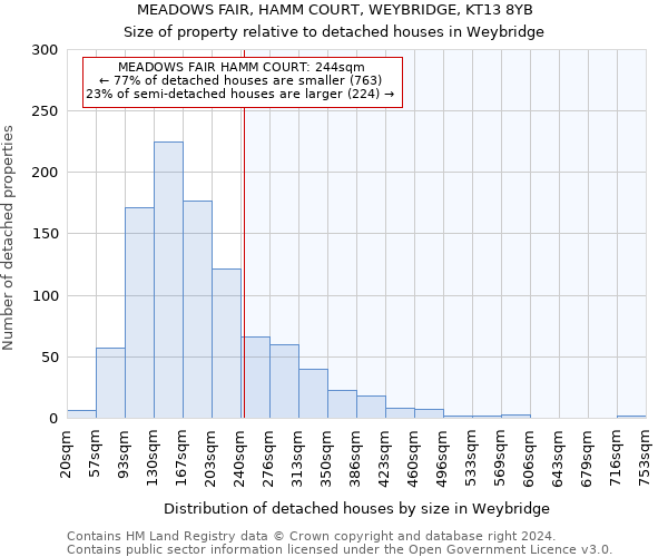 MEADOWS FAIR, HAMM COURT, WEYBRIDGE, KT13 8YB: Size of property relative to detached houses in Weybridge