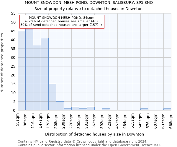 MOUNT SNOWDON, MESH POND, DOWNTON, SALISBURY, SP5 3NQ: Size of property relative to detached houses in Downton