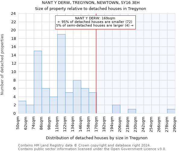 NANT Y DERW, TREGYNON, NEWTOWN, SY16 3EH: Size of property relative to detached houses in Tregynon