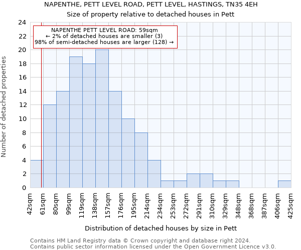 NAPENTHE, PETT LEVEL ROAD, PETT LEVEL, HASTINGS, TN35 4EH: Size of property relative to detached houses in Pett