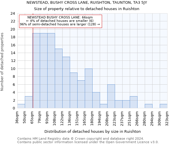 NEWSTEAD, BUSHY CROSS LANE, RUISHTON, TAUNTON, TA3 5JY: Size of property relative to detached houses in Ruishton