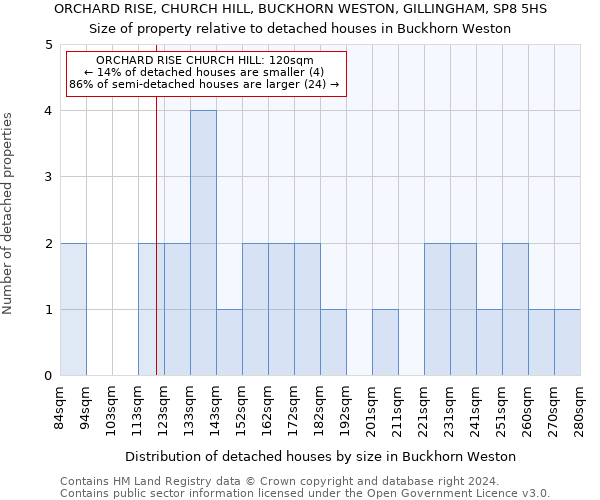 ORCHARD RISE, CHURCH HILL, BUCKHORN WESTON, GILLINGHAM, SP8 5HS: Size of property relative to detached houses in Buckhorn Weston