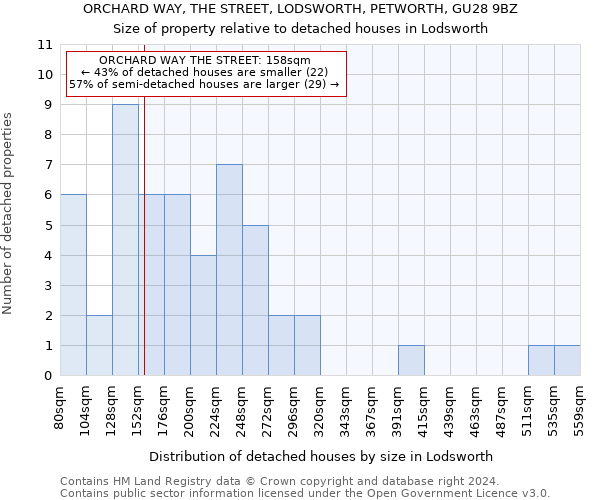 ORCHARD WAY, THE STREET, LODSWORTH, PETWORTH, GU28 9BZ: Size of property relative to detached houses in Lodsworth