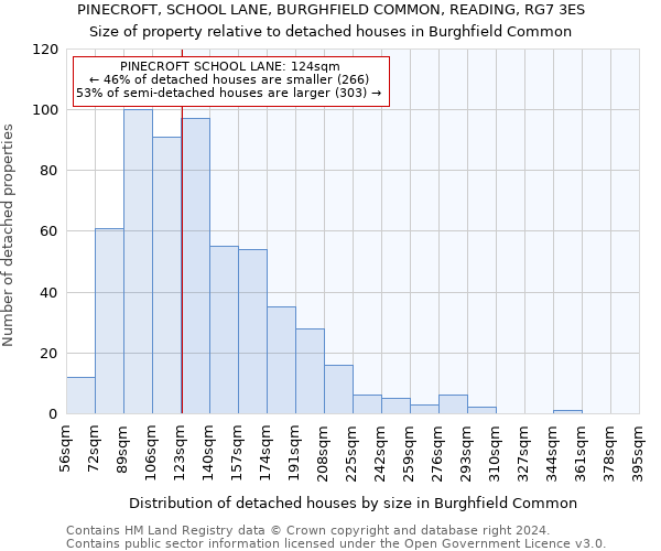 PINECROFT, SCHOOL LANE, BURGHFIELD COMMON, READING, RG7 3ES: Size of property relative to detached houses in Burghfield Common