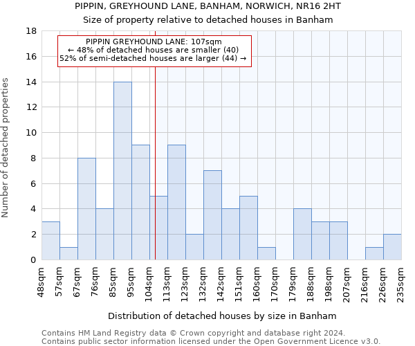 PIPPIN, GREYHOUND LANE, BANHAM, NORWICH, NR16 2HT: Size of property relative to detached houses in Banham