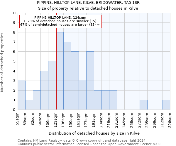 PIPPINS, HILLTOP LANE, KILVE, BRIDGWATER, TA5 1SR: Size of property relative to detached houses in Kilve