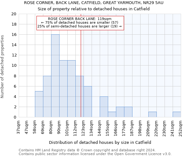 ROSE CORNER, BACK LANE, CATFIELD, GREAT YARMOUTH, NR29 5AU: Size of property relative to detached houses in Catfield