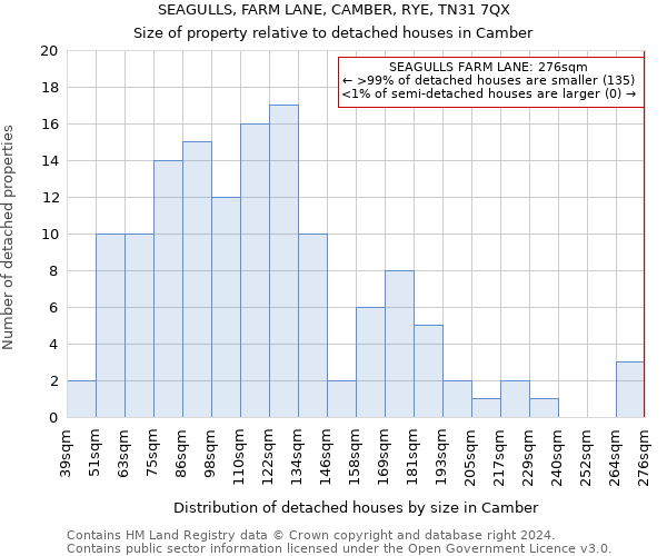 SEAGULLS, FARM LANE, CAMBER, RYE, TN31 7QX: Size of property relative to detached houses in Camber