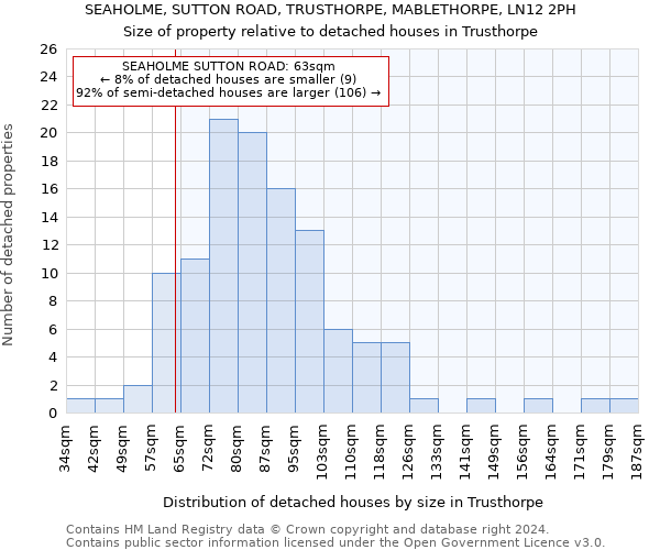 SEAHOLME, SUTTON ROAD, TRUSTHORPE, MABLETHORPE, LN12 2PH: Size of property relative to detached houses in Trusthorpe