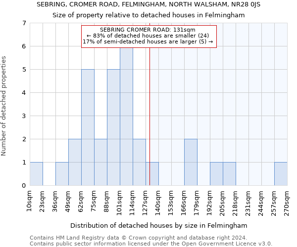 SEBRING, CROMER ROAD, FELMINGHAM, NORTH WALSHAM, NR28 0JS: Size of property relative to detached houses in Felmingham