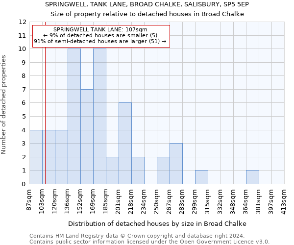 SPRINGWELL, TANK LANE, BROAD CHALKE, SALISBURY, SP5 5EP: Size of property relative to detached houses in Broad Chalke