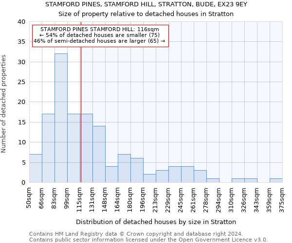 STAMFORD PINES, STAMFORD HILL, STRATTON, BUDE, EX23 9EY: Size of property relative to detached houses in Stratton