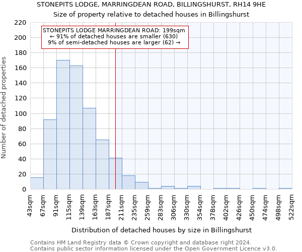 STONEPITS LODGE, MARRINGDEAN ROAD, BILLINGSHURST, RH14 9HE: Size of property relative to detached houses in Billingshurst