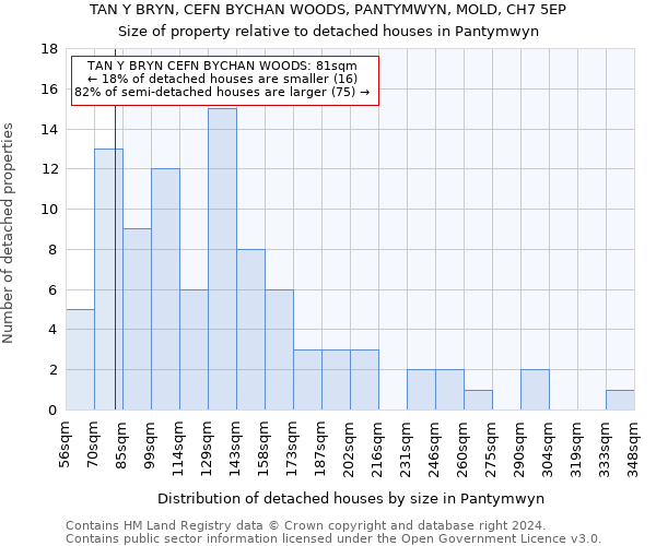 TAN Y BRYN, CEFN BYCHAN WOODS, PANTYMWYN, MOLD, CH7 5EP: Size of property relative to detached houses in Pantymwyn