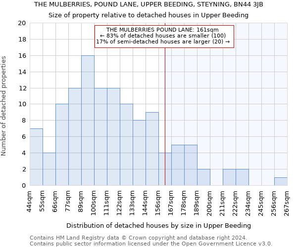 THE MULBERRIES, POUND LANE, UPPER BEEDING, STEYNING, BN44 3JB: Size of property relative to detached houses in Upper Beeding