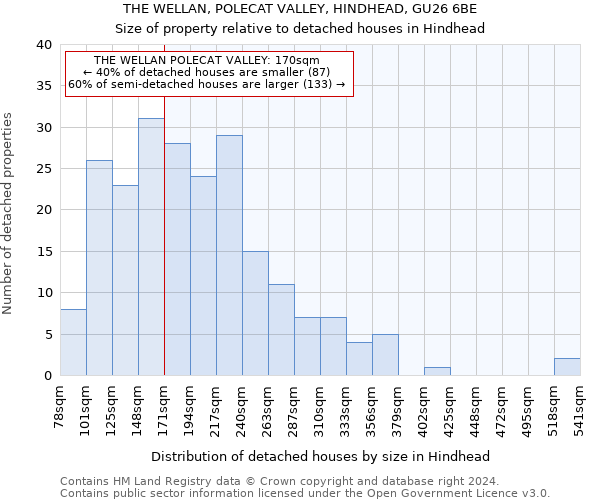 THE WELLAN, POLECAT VALLEY, HINDHEAD, GU26 6BE: Size of property relative to detached houses in Hindhead