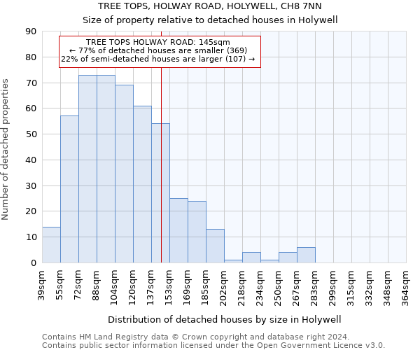 TREE TOPS, HOLWAY ROAD, HOLYWELL, CH8 7NN: Size of property relative to detached houses in Holywell