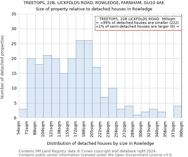 TREETOPS, 22B, LICKFOLDS ROAD, ROWLEDGE, FARNHAM, GU10 4AE: Size of property relative to detached houses in Rowledge