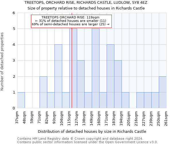 TREETOPS, ORCHARD RISE, RICHARDS CASTLE, LUDLOW, SY8 4EZ: Size of property relative to detached houses in Richards Castle