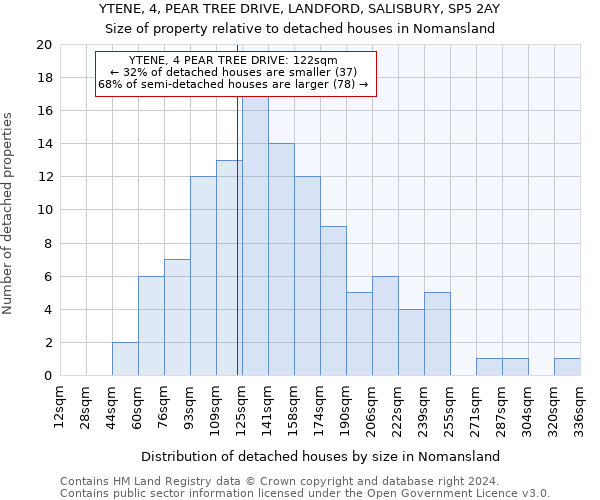 YTENE, 4, PEAR TREE DRIVE, LANDFORD, SALISBURY, SP5 2AY: Size of property relative to detached houses in Nomansland