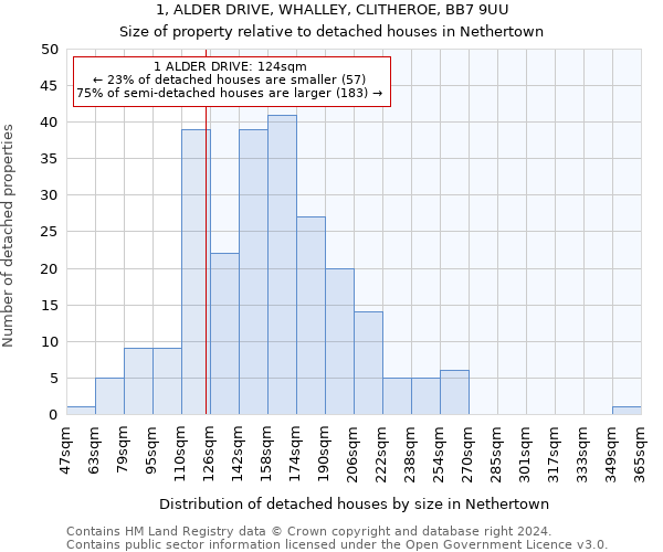 1, ALDER DRIVE, WHALLEY, CLITHEROE, BB7 9UU: Size of property relative to detached houses in Nethertown