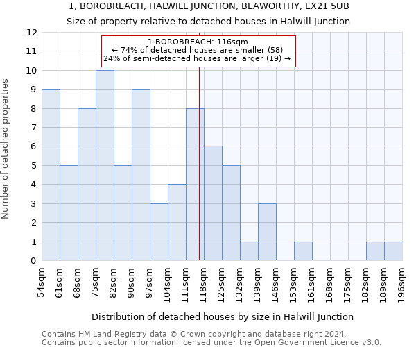 1, BOROBREACH, HALWILL JUNCTION, BEAWORTHY, EX21 5UB: Size of property relative to detached houses in Halwill Junction