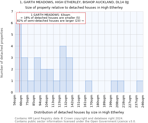 1, GARTH MEADOWS, HIGH ETHERLEY, BISHOP AUCKLAND, DL14 0JJ: Size of property relative to detached houses in High Etherley