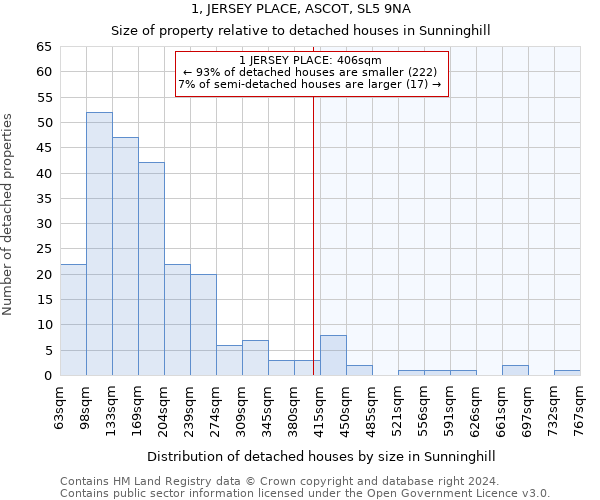 1, JERSEY PLACE, ASCOT, SL5 9NA: Size of property relative to detached houses in Sunninghill