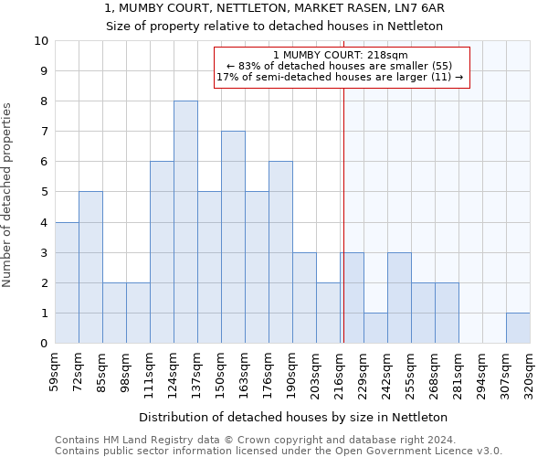 1, MUMBY COURT, NETTLETON, MARKET RASEN, LN7 6AR: Size of property relative to detached houses in Nettleton