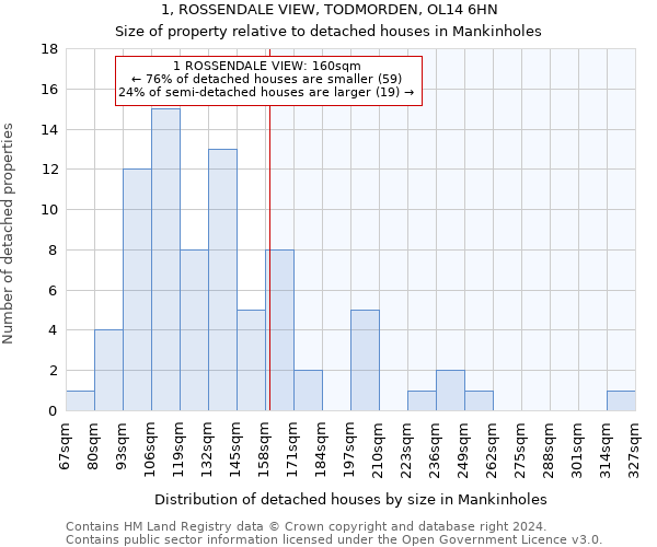 1, ROSSENDALE VIEW, TODMORDEN, OL14 6HN: Size of property relative to detached houses in Mankinholes