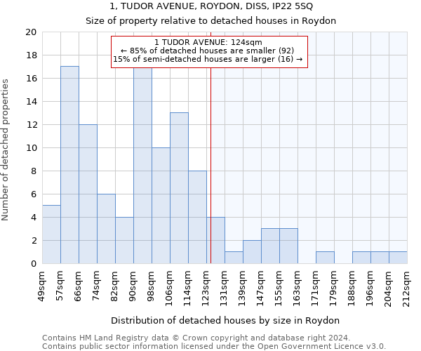 1, TUDOR AVENUE, ROYDON, DISS, IP22 5SQ: Size of property relative to detached houses in Roydon