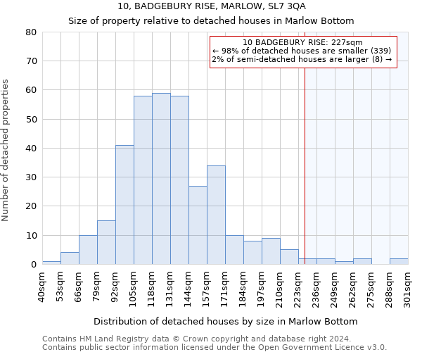 10, BADGEBURY RISE, MARLOW, SL7 3QA: Size of property relative to detached houses in Marlow Bottom