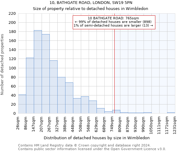 10, BATHGATE ROAD, LONDON, SW19 5PN: Size of property relative to detached houses in Wimbledon