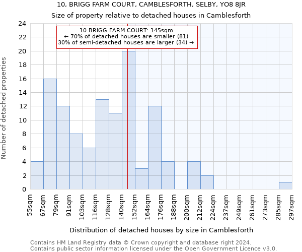 10, BRIGG FARM COURT, CAMBLESFORTH, SELBY, YO8 8JR: Size of property relative to detached houses in Camblesforth