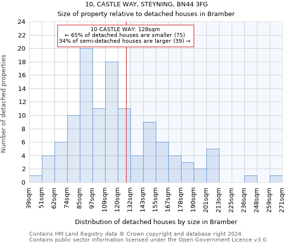 10, CASTLE WAY, STEYNING, BN44 3FG: Size of property relative to detached houses in Bramber