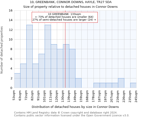 10, GREENBANK, CONNOR DOWNS, HAYLE, TR27 5DA: Size of property relative to detached houses in Connor Downs