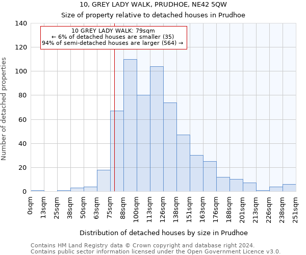 10, GREY LADY WALK, PRUDHOE, NE42 5QW: Size of property relative to detached houses in Prudhoe