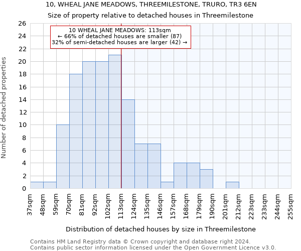 10, WHEAL JANE MEADOWS, THREEMILESTONE, TRURO, TR3 6EN: Size of property relative to detached houses in Threemilestone