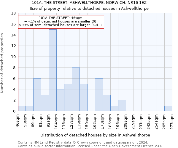 101A, THE STREET, ASHWELLTHORPE, NORWICH, NR16 1EZ: Size of property relative to detached houses in Ashwellthorpe