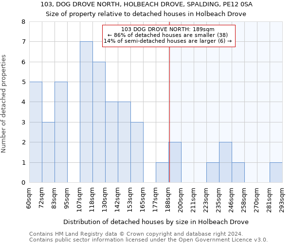 103, DOG DROVE NORTH, HOLBEACH DROVE, SPALDING, PE12 0SA: Size of property relative to detached houses in Holbeach Drove