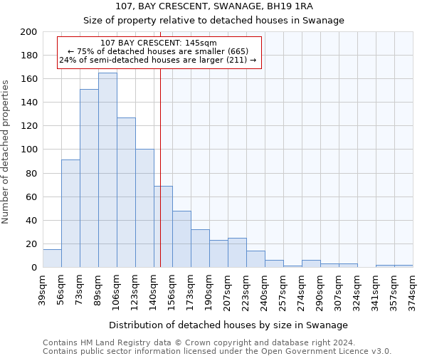 107, BAY CRESCENT, SWANAGE, BH19 1RA: Size of property relative to detached houses in Swanage