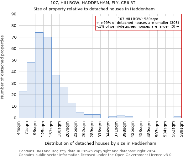 107, HILLROW, HADDENHAM, ELY, CB6 3TL: Size of property relative to detached houses in Haddenham