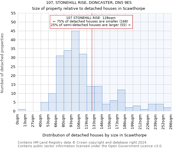 107, STONEHILL RISE, DONCASTER, DN5 9ES: Size of property relative to detached houses in Scawthorpe