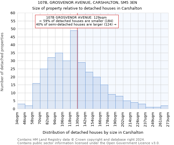 107B, GROSVENOR AVENUE, CARSHALTON, SM5 3EN: Size of property relative to detached houses in Carshalton