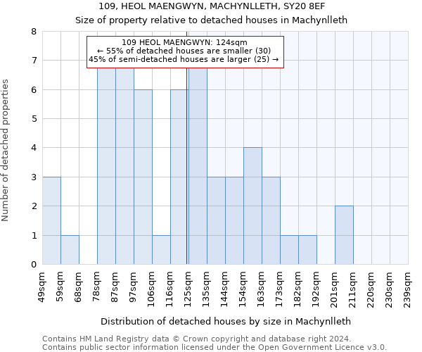 109, HEOL MAENGWYN, MACHYNLLETH, SY20 8EF: Size of property relative to detached houses in Machynlleth