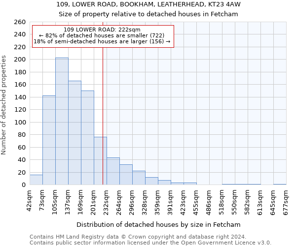 109, LOWER ROAD, BOOKHAM, LEATHERHEAD, KT23 4AW: Size of property relative to detached houses in Fetcham