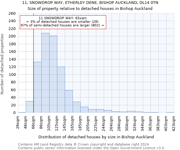 11, SNOWDROP WAY, ETHERLEY DENE, BISHOP AUCKLAND, DL14 0TN: Size of property relative to detached houses in Bishop Auckland