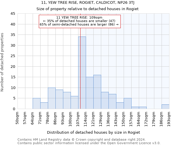 11, YEW TREE RISE, ROGIET, CALDICOT, NP26 3TJ: Size of property relative to detached houses in Rogiet